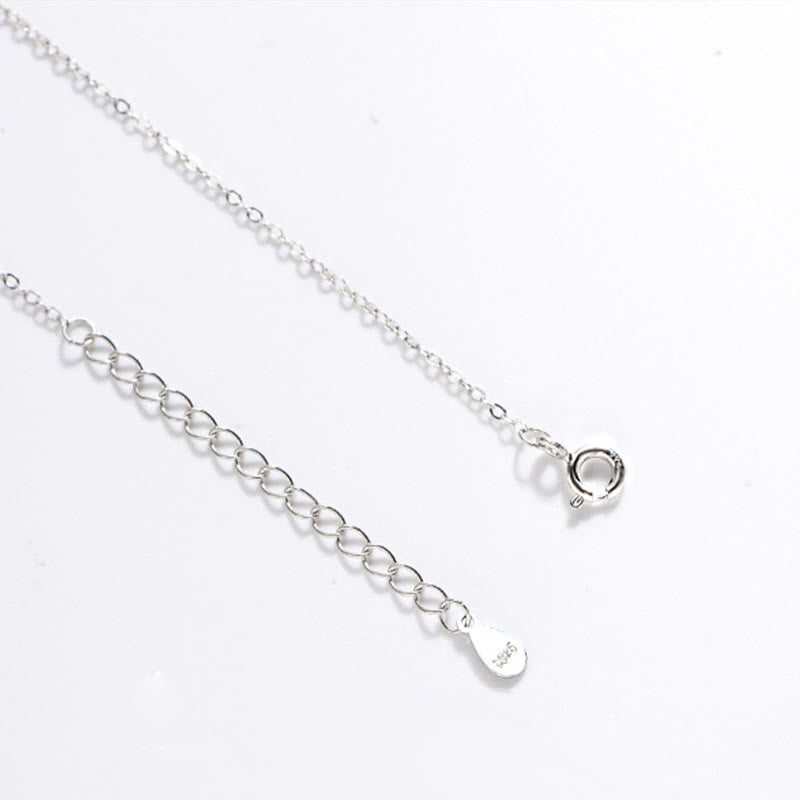 925 Sterling Silver White Agate Fu Character Luck Necklace