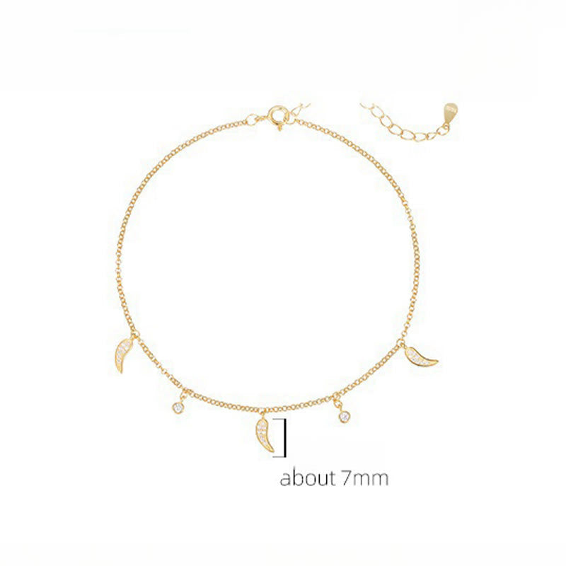 925 Sterling Silver Zircon Protection Spiritual Anklet Charm