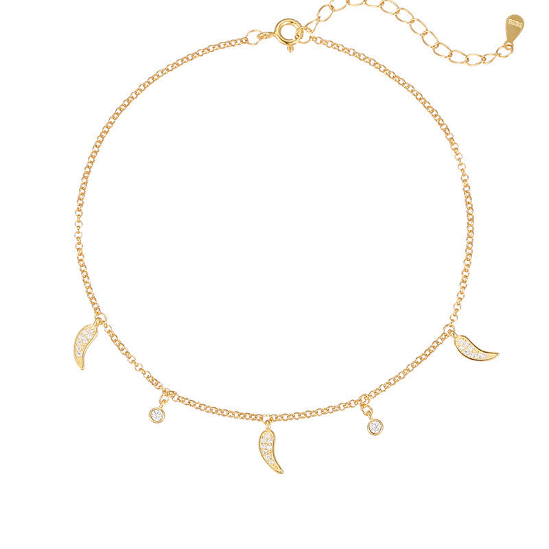 925 Sterling Silver Zircon Protection Spiritual Anklet Charm
