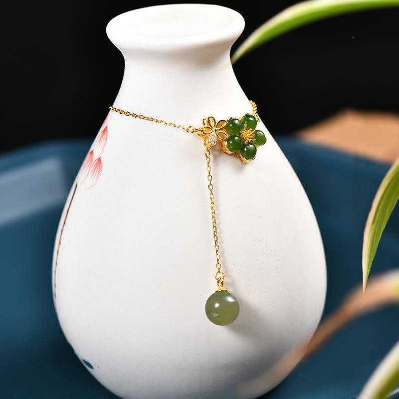 Hetian Cyan Jade Luck Necklace in 925 Silver | Healing Sounds