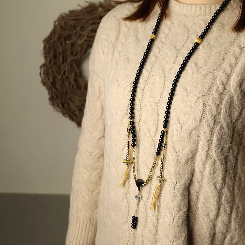 108 Beads Black Onyx Protection Gemstone Mala Bracelet