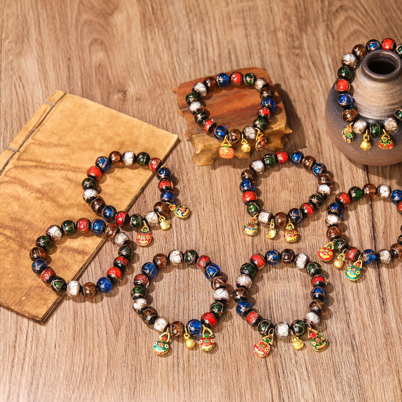 Liuli Glass Bead Family Charm Bracelet 10mm - Spiritual Luck Bracelet