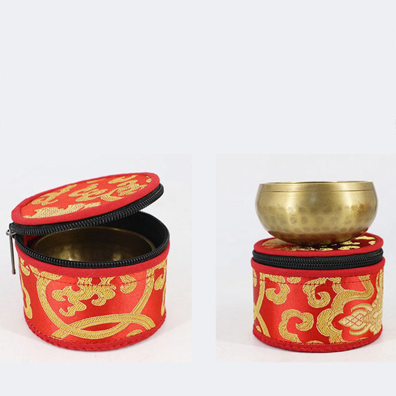 Tibetan Singing Bowl Storage Bag with Zipper Closure 14cm