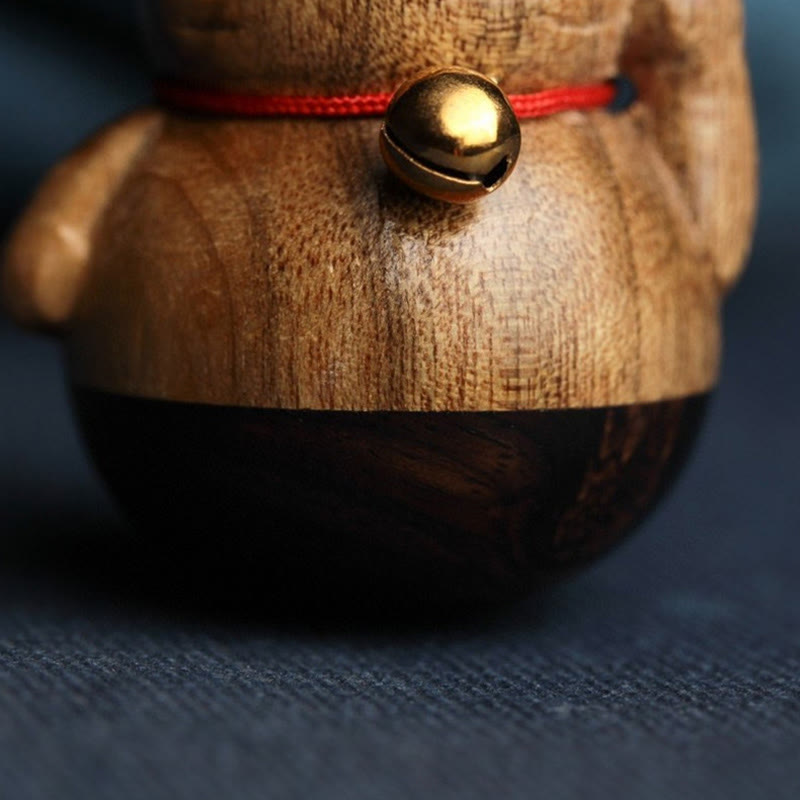 Phoebe Zhennan Wood Mini Lucky Cat Blessing Statue