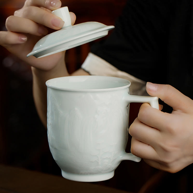Great Wall Jingdezhen Porcelain Teacup 400ml Office Mug