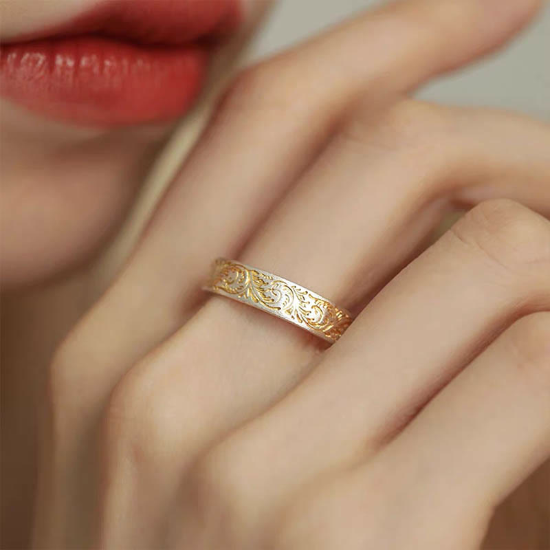 Adjustable 999 Sterling Silver Heart Sutra Spiritual Ring