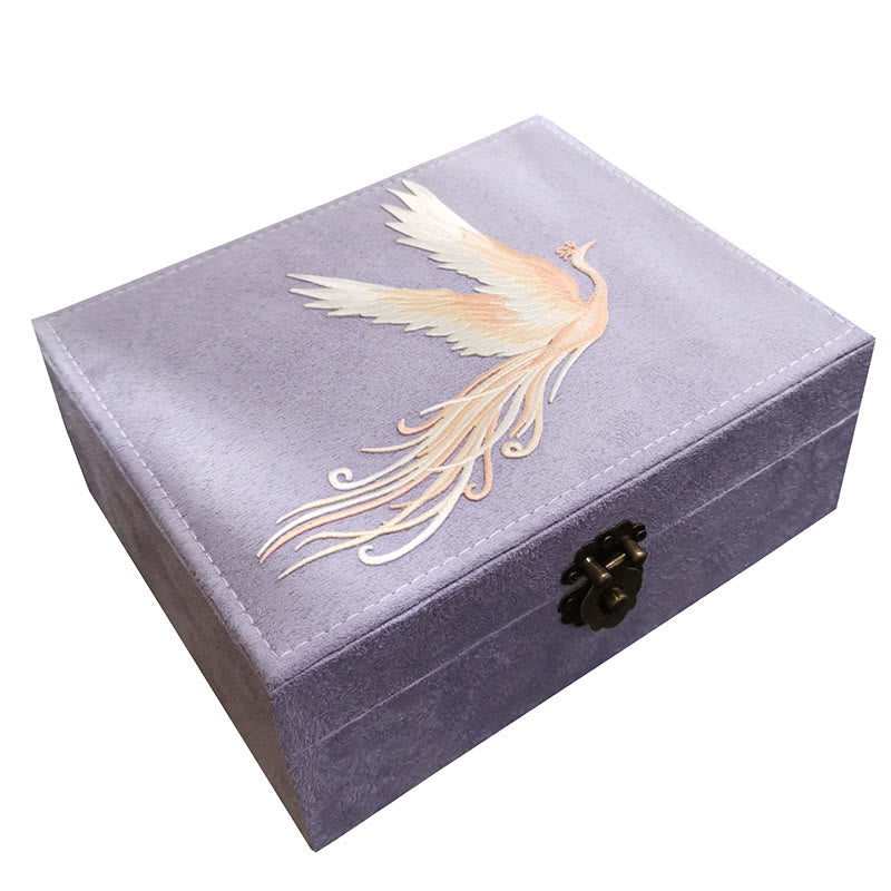 Two-Layer Purple Phoenix Flannel Jewelry Box Organizer
