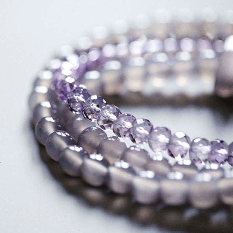 Amethyst Meditation Bracelet Natural Crystal Healing 15.5cm