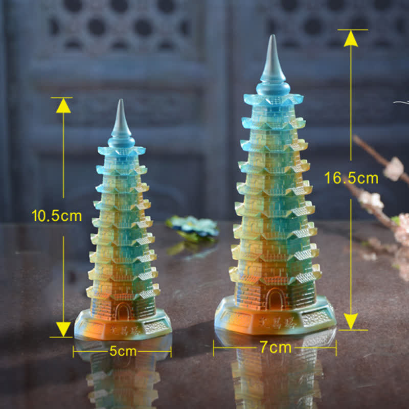 Handmade Liuli Crystal Feng Shui Pagoda Tower Small