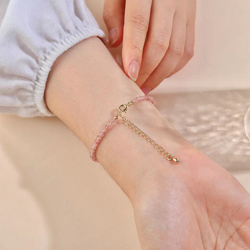 Clear Quartz Bracelet with Strawberry Quartz & Healing Crystals