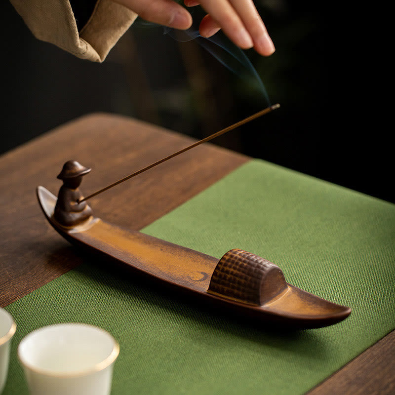 Ceramic Meditation Incense Burner | Lonely Fisherman Design