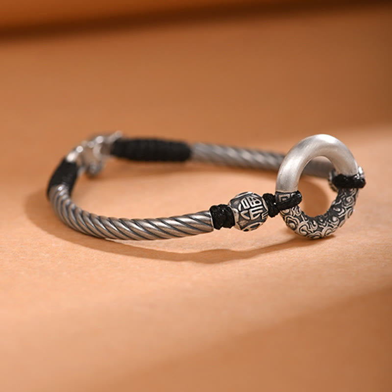 Peace Buckle 999 Sterling Silver Spiritual Bracelet for Fortune