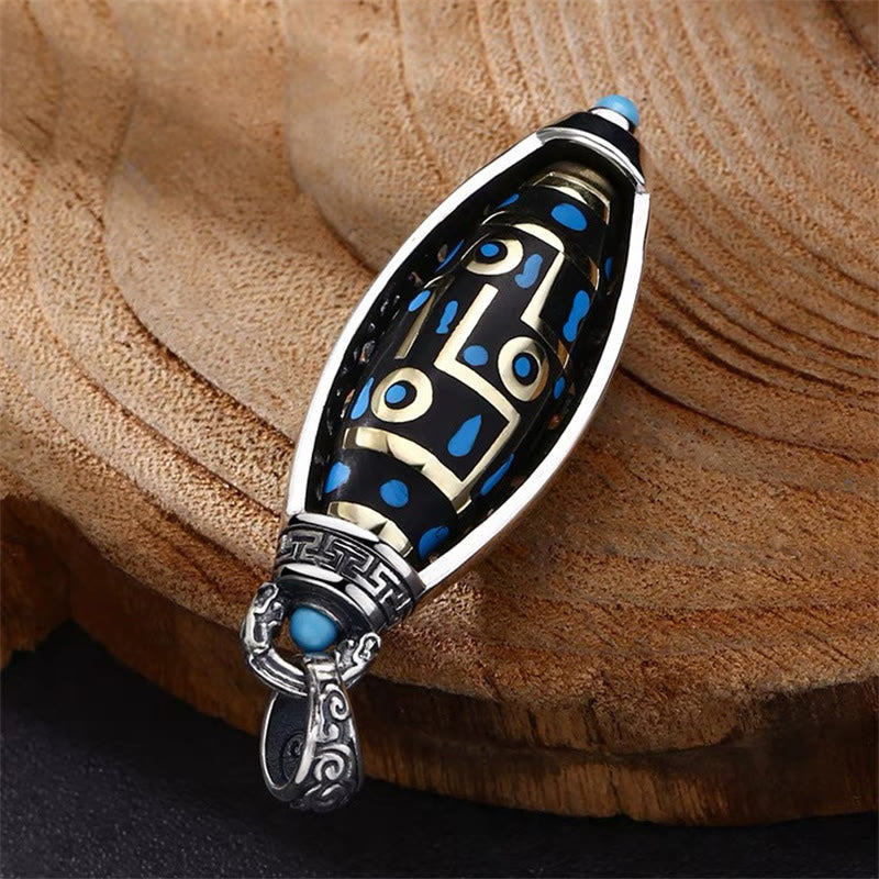 Om Mani Padme Hum Necklace | Nine-Eye Dzi Pendant Peace & Purity
