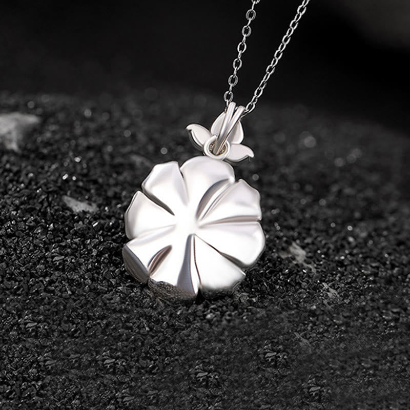 999 Sterling Silver Pearl Necklace with Peony Flower Pendant for Healing