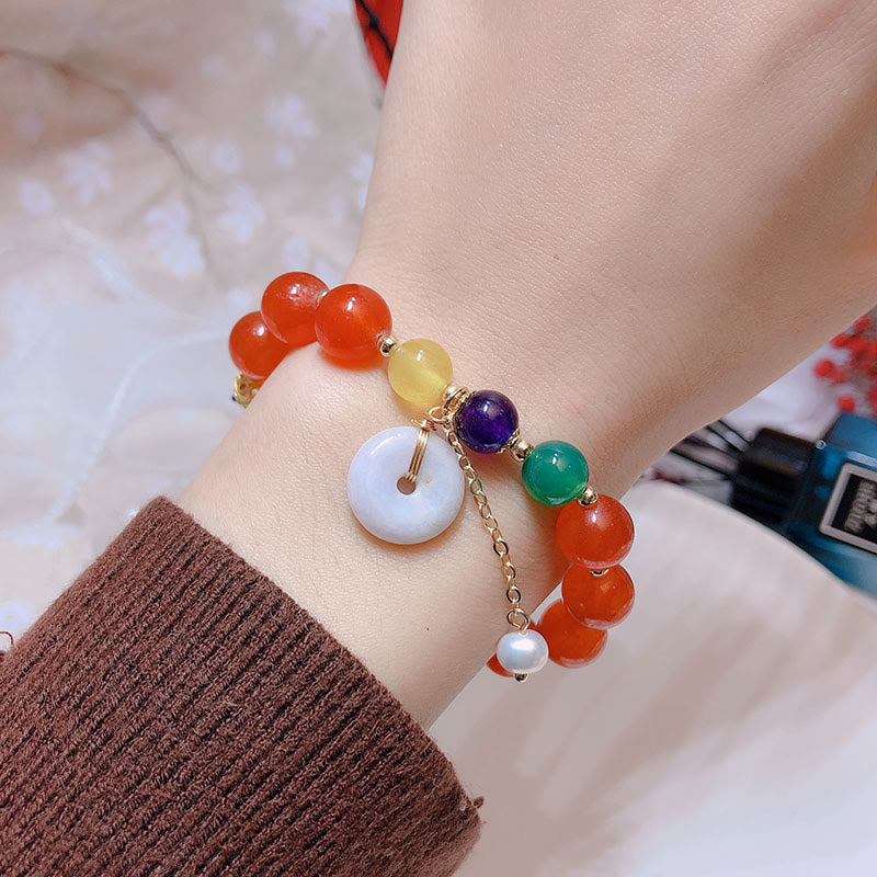 Jade Red Agate Peace Buckle Confidence Bracelet