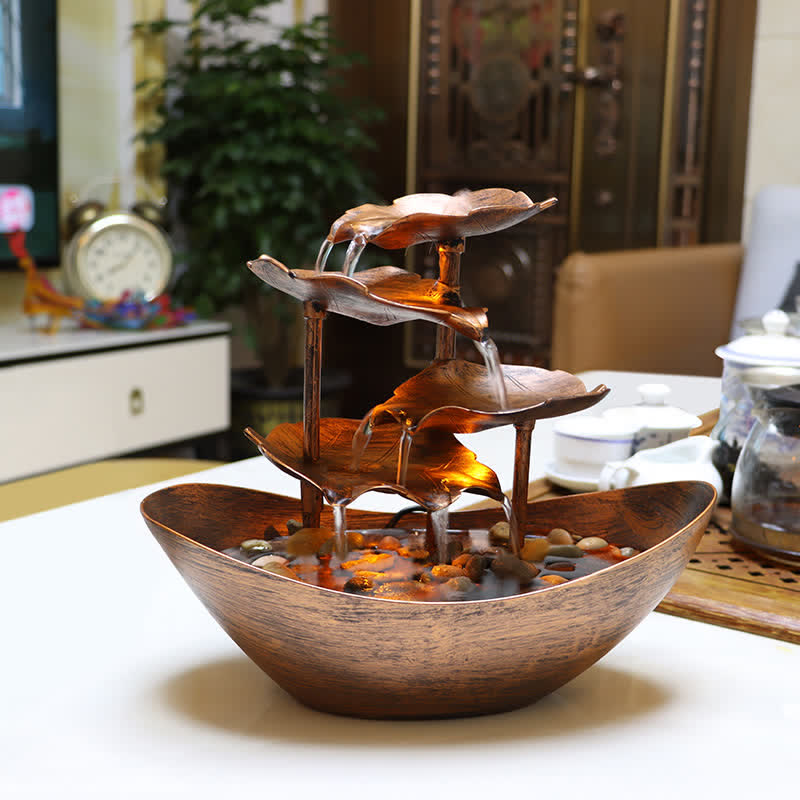 Lotus Leaf Waterfall Fountain with LED | Spiritual Home Accent