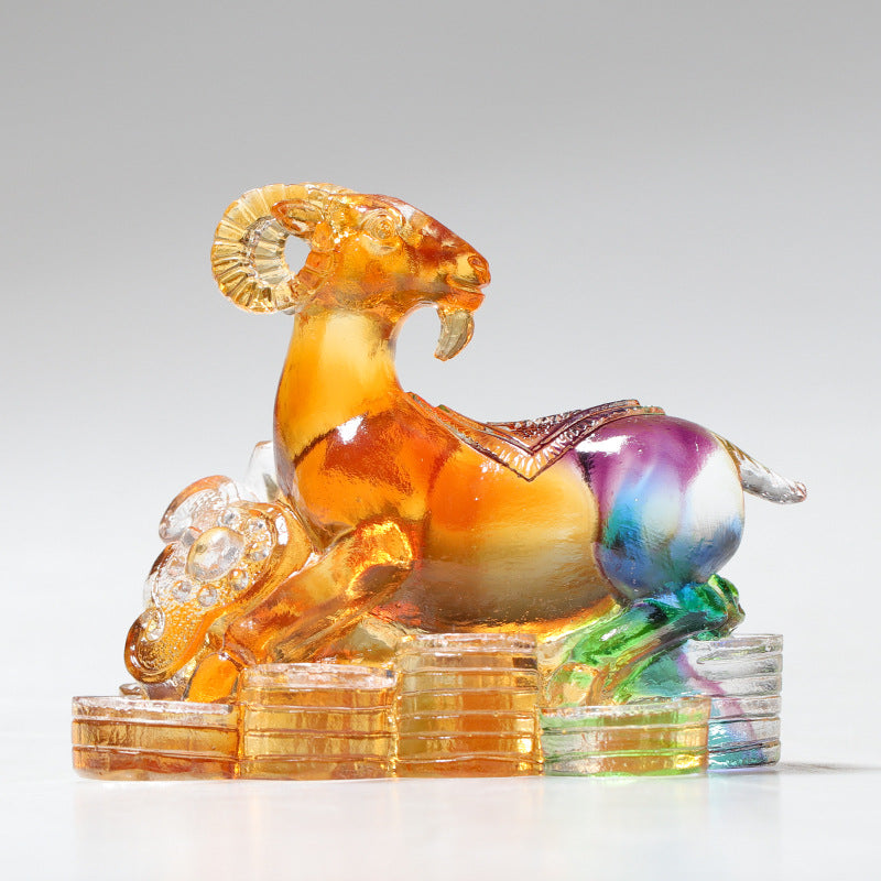 Handmade Liuli Crystal Chinese Dragon Figurine for Protection & Prosperity
