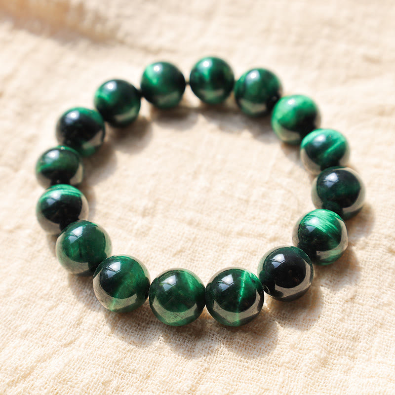 10mm Green Tiger Eye Growth Energy Bracelet