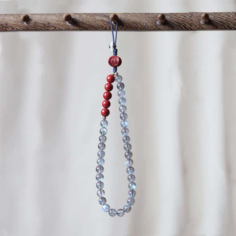 Natural Moonstone Cinnabar 6mm Phone Decoration for Calm & Positivity