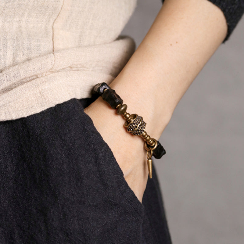 Ebony Wood Copper Couple Bracelet | Balance & Protection
