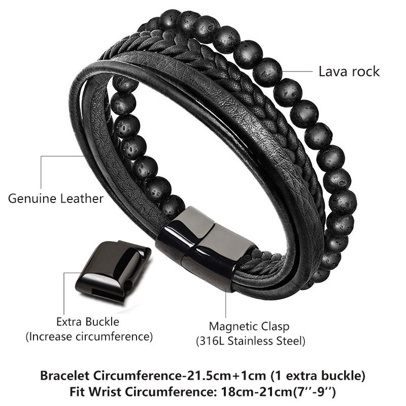 6mm Lava Rock Black Onyx Spiritual Bracelet for Protection