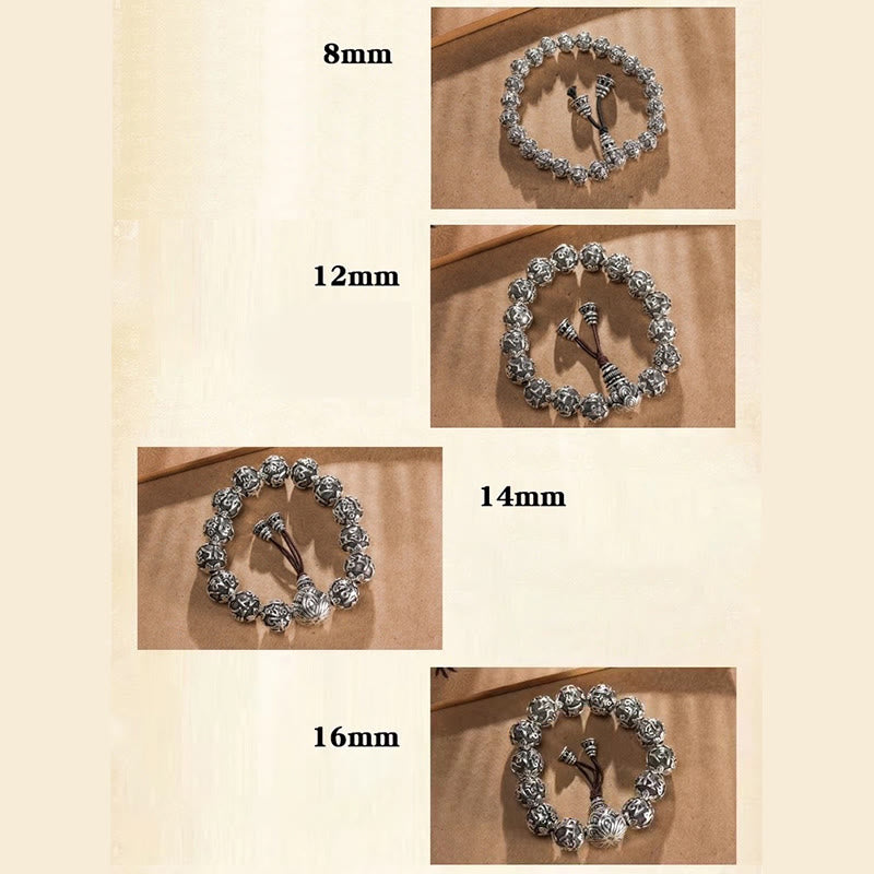Om Mani Padme Hum Alloy Bracelet | 8mm Spiritual Protection Beads