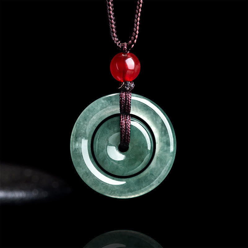 Green Jade Double Peace Buckle Necklace for Abundance
