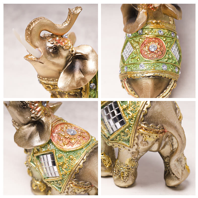 Green Feng Shui Elephant Figurine Small, Medium & Large Sizes