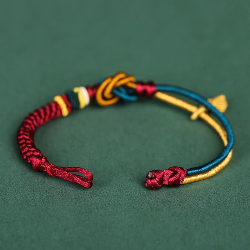 Tibetan Mandala Knot Luck Leaf Red String Bracelet