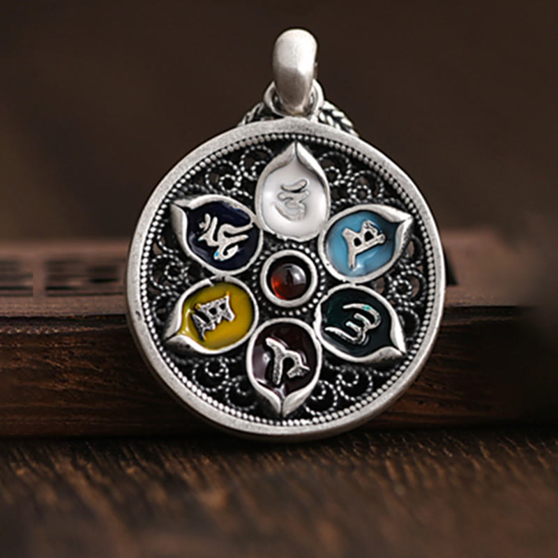 Om Mani Padme Hum Necklace | Copper Silver Tibetan Pendant