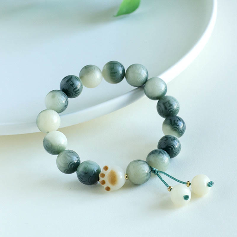 Om Mani Padme Hum Bodhi Seed Carved Bracelet 12mm Beads