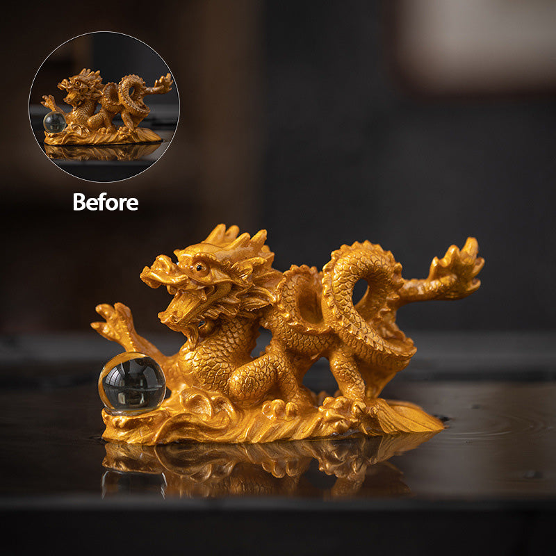 Year of the Dragon Color-Changing Resin Tea Pet Figurine