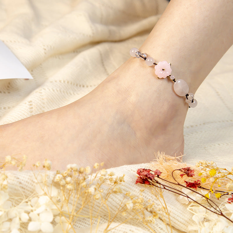 Pink Crystal Spiritual Anklet for Self-Love & Soothing