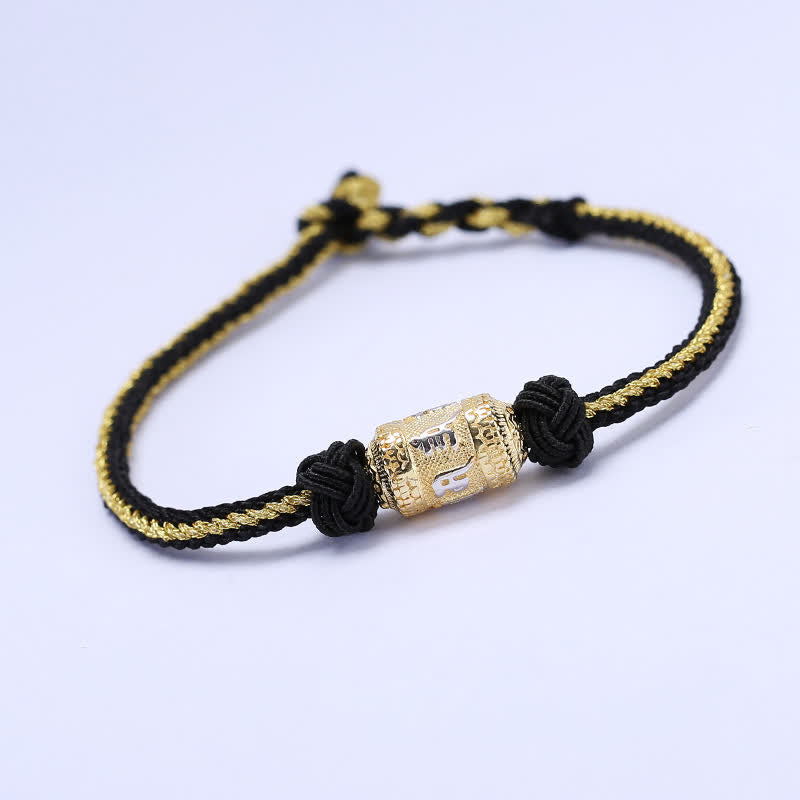 925 Sterling Silver Red String Prayer Wheel Bracelet for Luck Strength