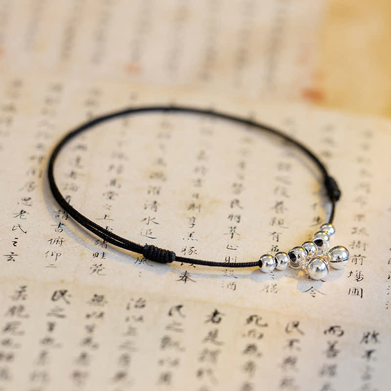 925 Sterling Silver Red String Bell Charm Spiritual Anklet