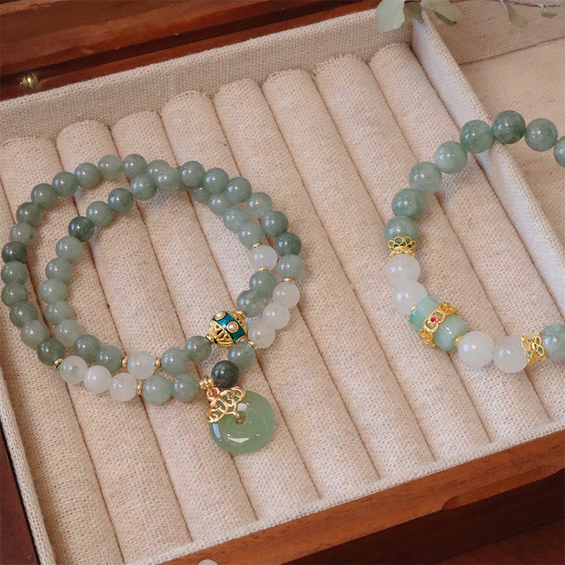 Jade Peace Buckle Bracelet | Single & Double Layer Luck Beads