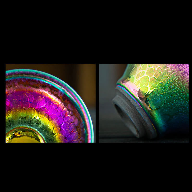 Fairy Rainbow Tenmoku Ceramic Tea Cup 301-400ml