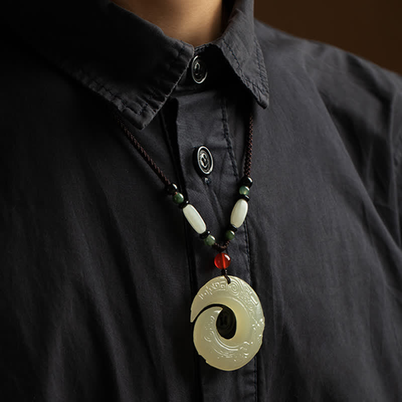 Jade Peace Buckle Necklace for Luck & Prosperity Pendant