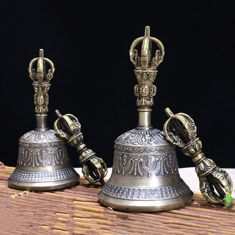 Copper Tibetan Bell and Vajra Meditation Set - Small