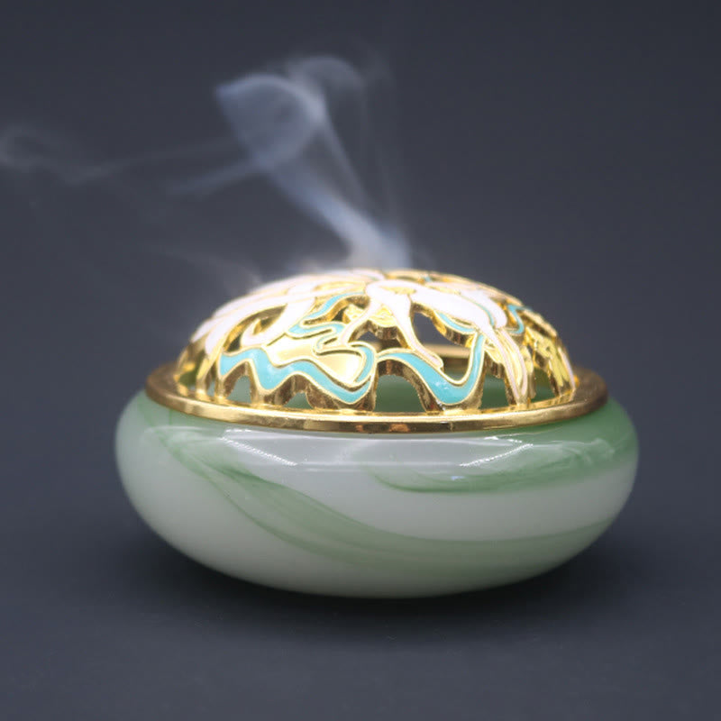 Liuli Crystal Nine Tailed Fox Incense Burner for Meditation
