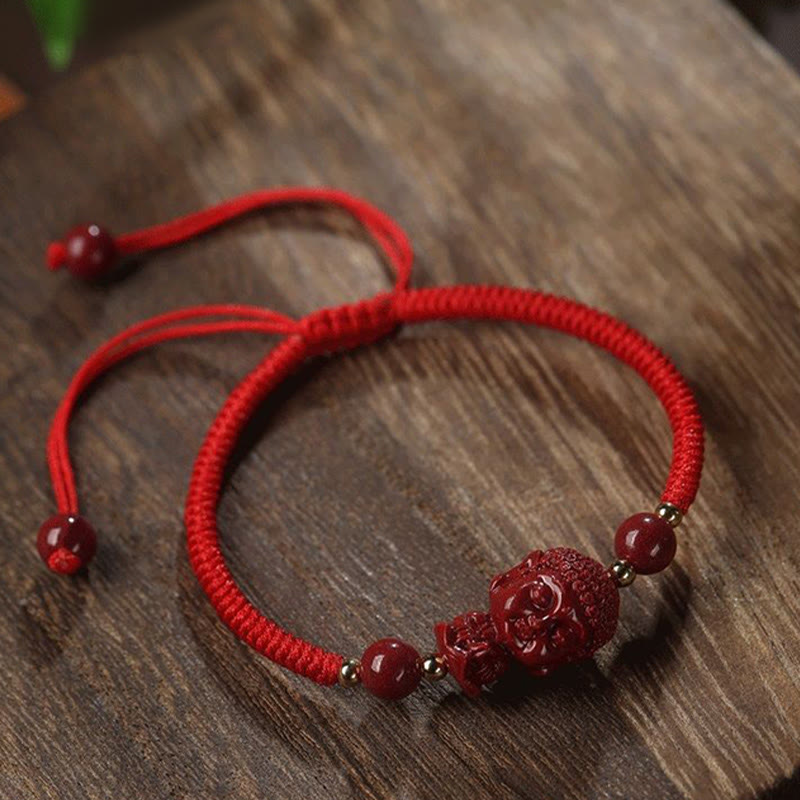 Chinese Zodiac Cinnabar Amulet Blessing String Bracelet