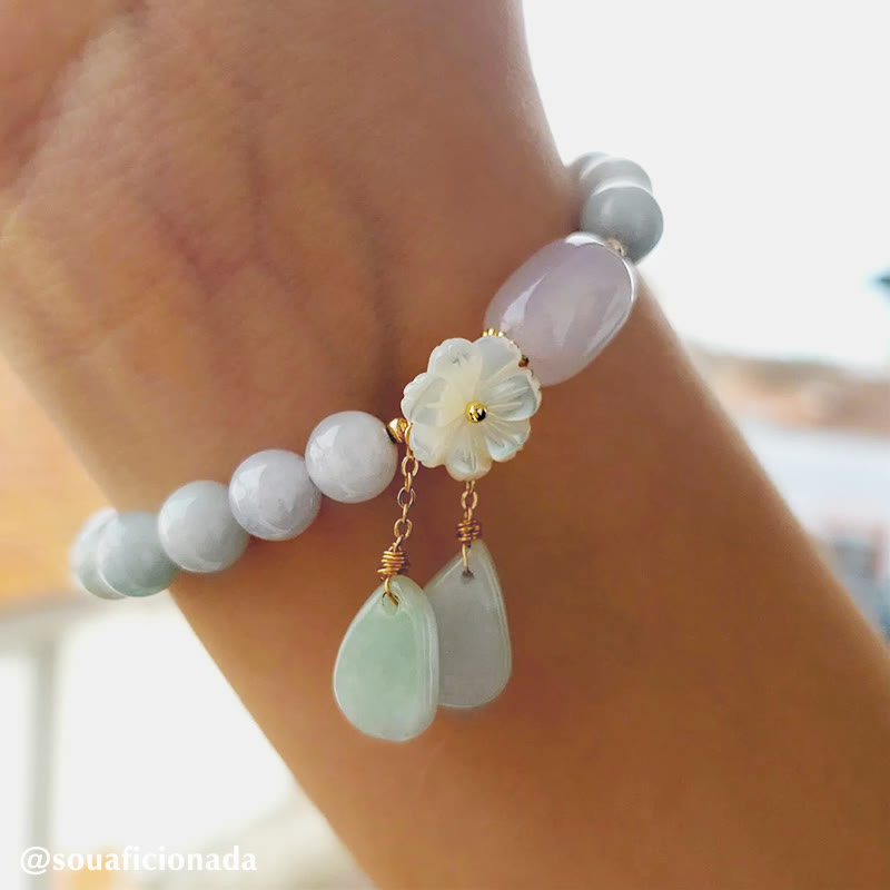 White Jade Luck & Protection Bracelet 7.5mm Beads