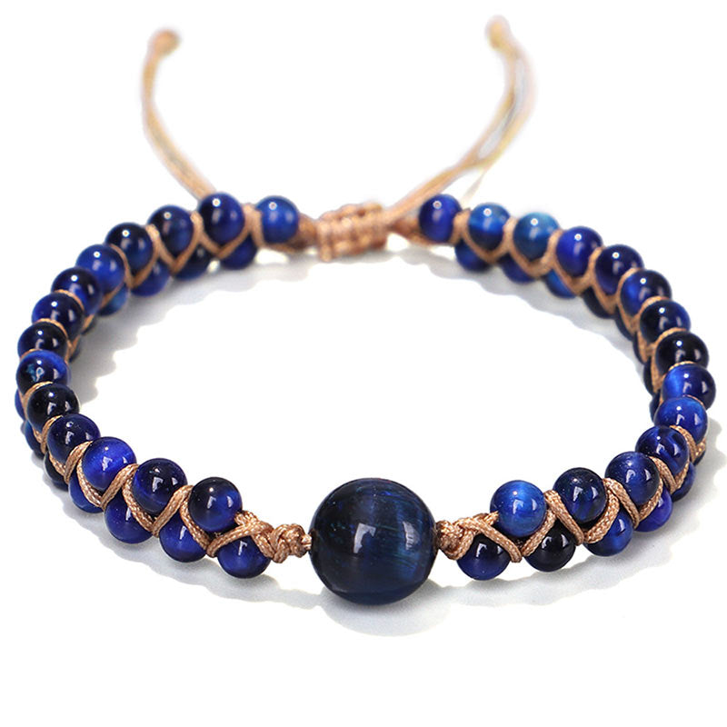 4mm Blue Tiger Eye and Amethyst Protection Bracelet