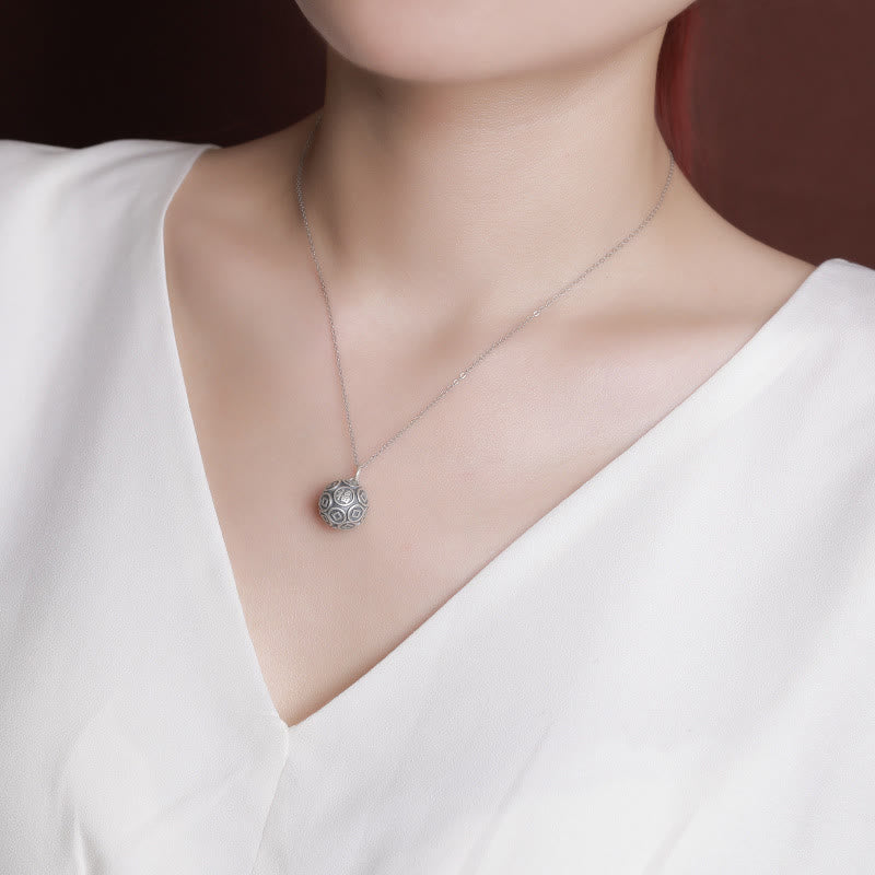 990 Sterling Silver Fu Character Luck Pendant Necklace