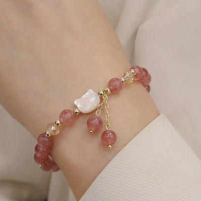 Morganite and Strawberry Quartz Love Bracelet 12-14cm