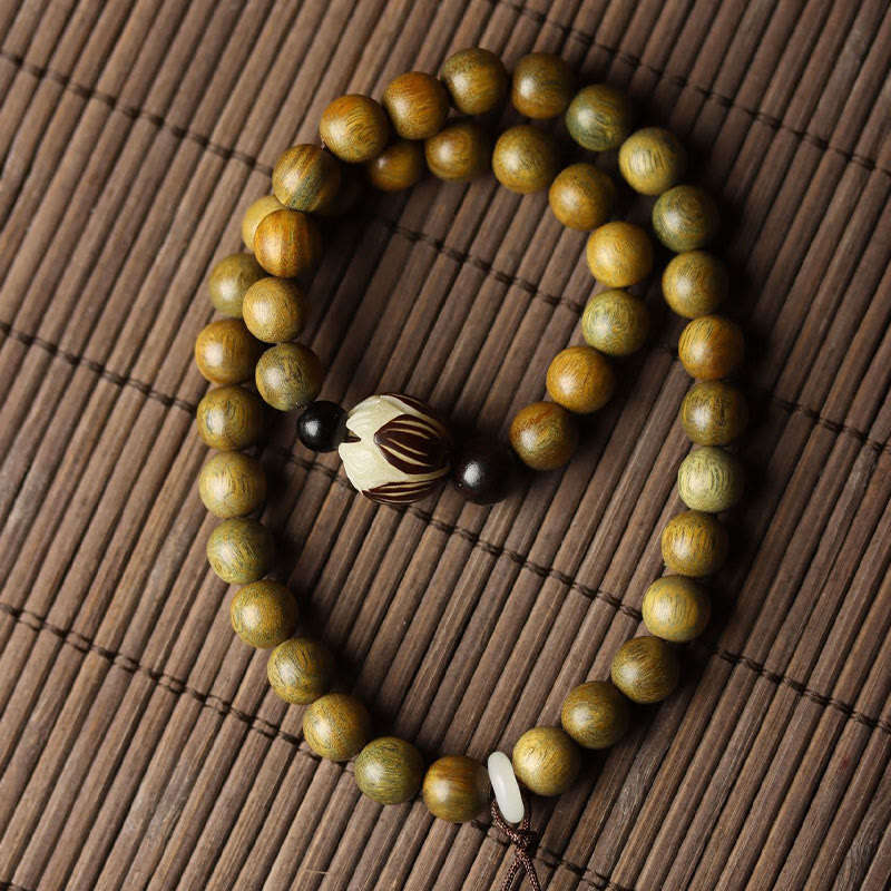 Green Sandalwood Lotus Soothing Double Wrap Bracelet