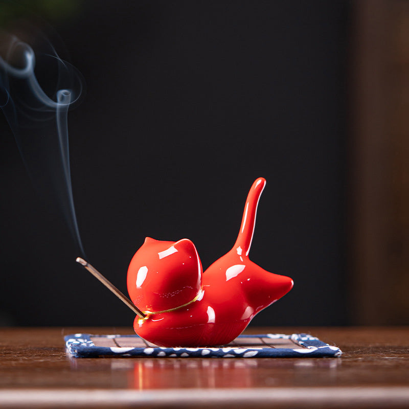 Ceramic Cat Panda Incense Burner | Blessing Decoration