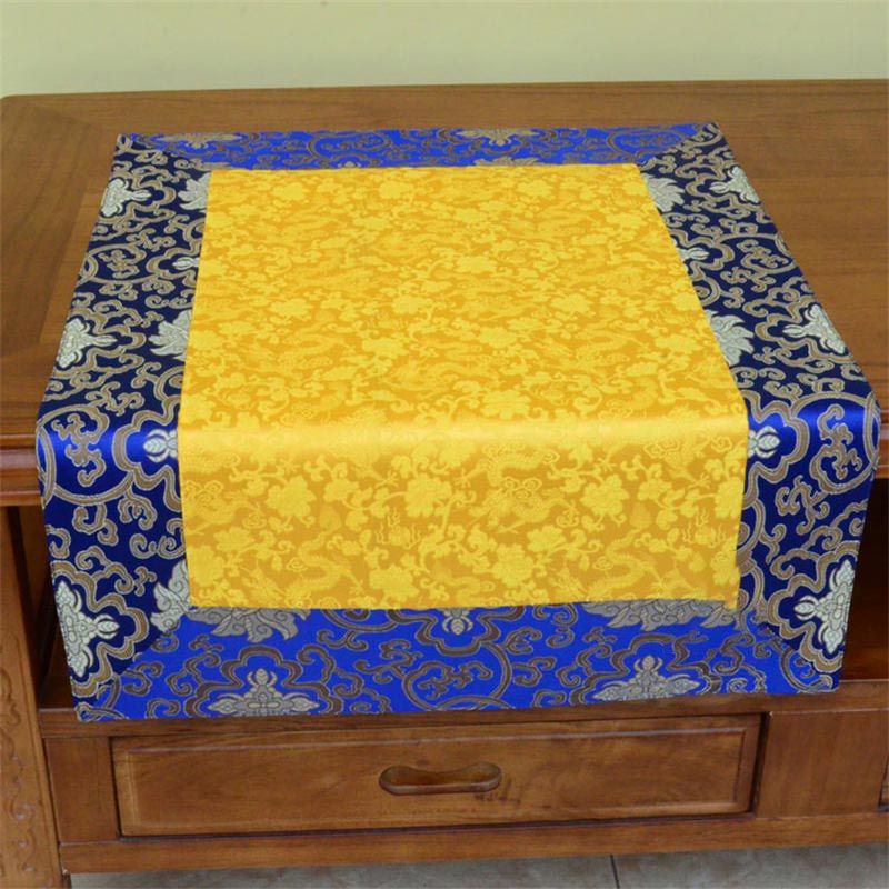 Brocade Prayer Altar Table Runner with Dragon & Vajra Symbols