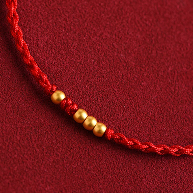 999 Gold Beads Red String Protection Bracelet for Couples