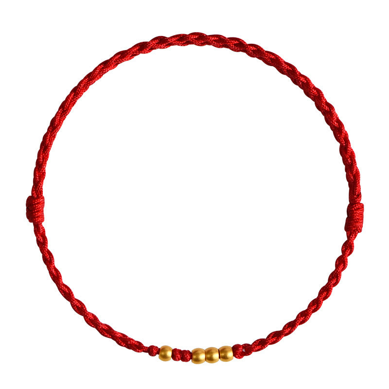 999 Gold Beads Red String Protection Bracelet for Couples